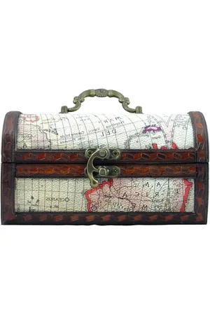Merkloos Schatkist voor bruiloft - klein houten kist voor kinderen - antieke geschenkdoos | 170 x 120 x 100 mm piratenkist