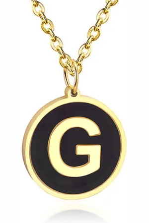 Cilla Jewels Goudkleurige Dames Schakelketting met Zwarte Kettinghanger Letter G