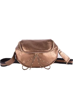 Merkloos Lederen metallic heuptas - - made in Italy