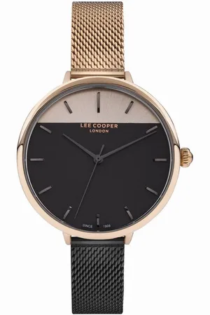 Lee LC07021.460 - Horloge - Analoog - Dames - Vrouwen - Milanese band - Rosékleurig - Zwart