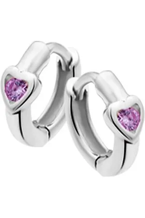 Yo&No Oorbellen - Zilver - Oorringen - klap - Hart - Zirkonia - Amethyst - 10mm - 3,5mm - Kinderen - Zilver 925