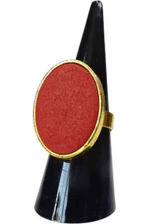 2 Love It Rusty - Ring - Verstelbaar in maat - Stainless steel - Polymeerklei - 18 x 25 mm - - Oranje - Goudkleurig