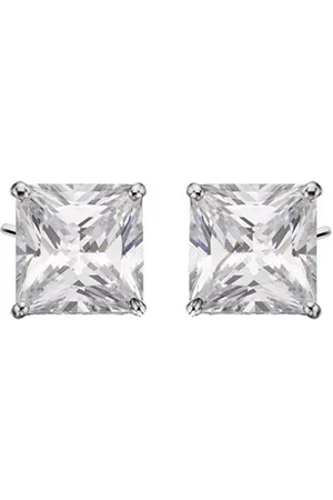 Zilver Vierhoek vormig Oorbellen - Oorbellen met Vierhoek vormig Zirkonia - 925 - Square Shape Zirconia Earrings 10 mm - Amona Jewelry