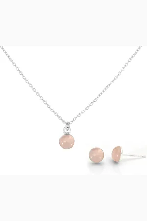 ARLIZI 2137 Sieraden set rozenkwarts cabochon hanger - sterling