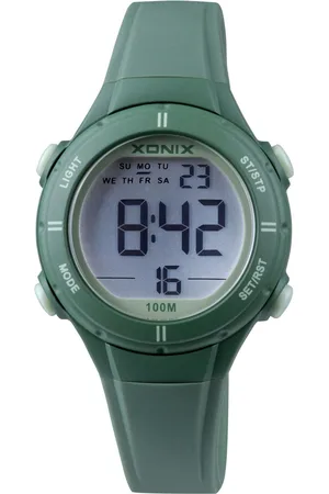 XONIX BAI-A04 - Horloge - Digitaal - Kinderen - Unisex - Siliconen band - ABS - Cijfers - Achtergrondverlichting - Alarm - Start-Stop - Tweede tijdzone - Datumaanduiding - Waterdicht - 10 ATM - Groen