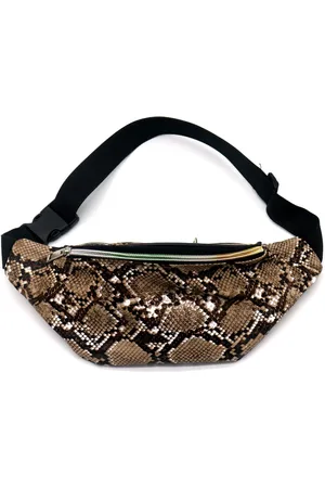 Merkloos Zwart/ slangenprint heuptasje/schoudertasje 32 cm voor meisjes/dames - Festival fanny pack/bum bag