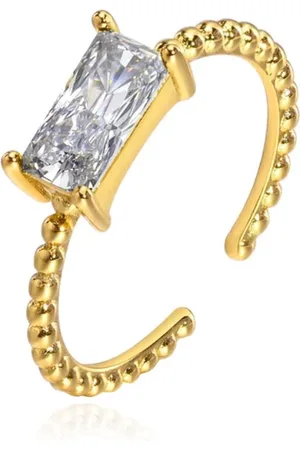Cilla Jewels Vergulde Ring met Langwerpige Transparante Zirkonia
