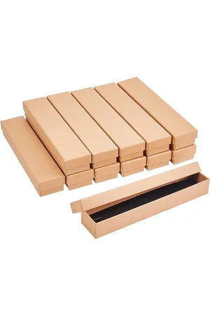 Merkloos 12 stuks Kraft Paper Box Kartonnen Sieraden Dozen - Armband Doos voor Kettingen Oorbellen Ringen - Rechthoek Burlywood 21x4.5x3.1cm