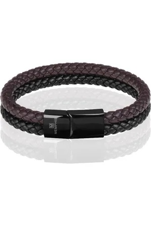 Memphis Dubbele leren armband Duo Color Zwart Bruin-18cm
