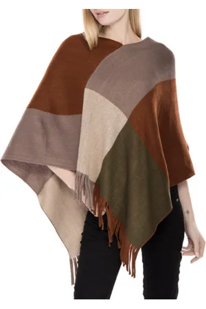 N3 Collecties Grote raster kleur bijpassende gebreide warme sjaal herfst en winter poncho