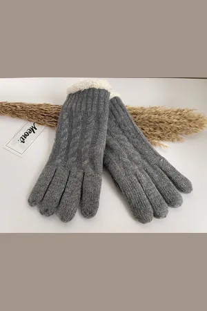 Merkloos Gebreide winterhandschoenen - Gebreide wanten - - Eén maat