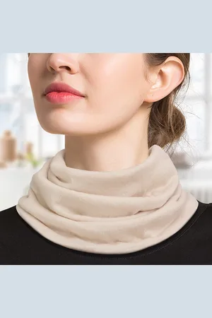 Merkloos Wollen warme hoofddoek dames effen kleur sjaal dubbele laag herfst en winter veelzijdige gebreide halskraag kleine sjaal (32x19cm)