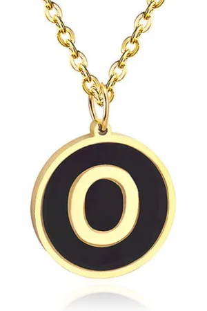 Cilla Jewels Goudkleurige Dames Schakelketting met Zwarte Kettinghanger Letter O