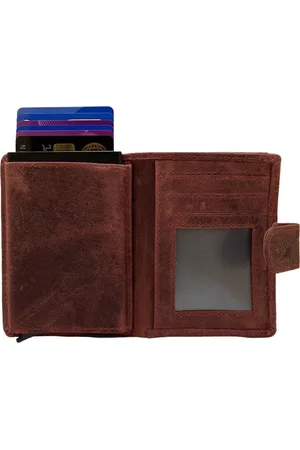 ARRIGO BELLO Pasjeshouder Uitschuifbaar – Rood - Leer - Bloemen print - Creditcard Houder - RFID – Anti Skim - Muntgeld Ritsvak - Pasjeshouder