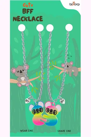 Bixorp Friends BFF Ketting voor 2 met Cute Koala - Magnetische Vriendschapsketting - Cadeau voor Beste Vrienden - Zilverkleurig met Dubbele Hangers! - 45+5cm
