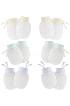 Merkloos Pasgeboren Baby Wanten Geen Kras Wanten 6 Paar, Baby Peuter Jongens Meisjes Zachte Verstelbare Anti Kras Katoenen Handschoenen Wanten voor Baby Care