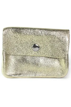 Merkloos Leren metallic portemonnee | Etui | Goud | Made in Italy