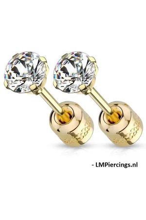 LMPiercings NL Oorbellen 2-zijdig te dragen 5 mm gold plated