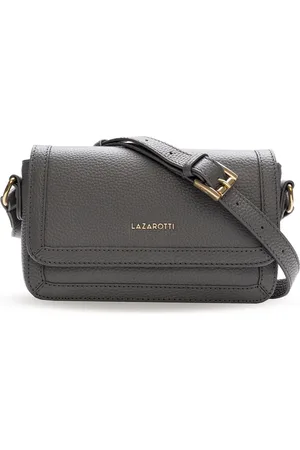 Lazarotti Leren Schoudertas Bologna Leather Flap Crossbody Bag Grijs