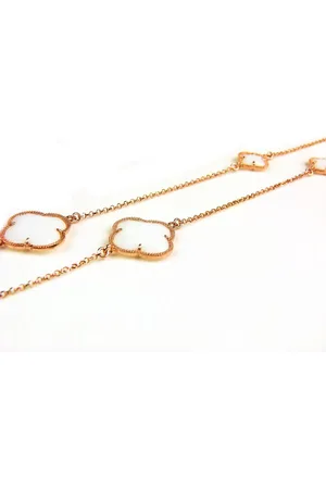 SOPHIE Model Fiori gesloten klavers collier in zilver roze verguld witte klavers