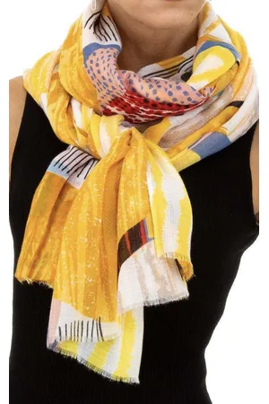 Merkloos Dames sjaal lang met print 190/90cm geel