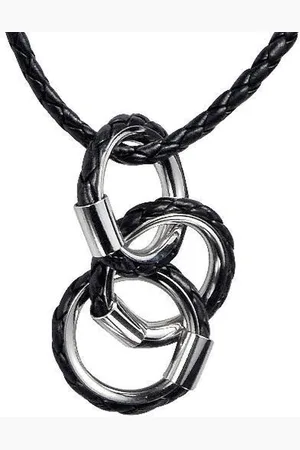 Behave Ketting van gevlochten imitatieleer met cirkelvormige hangers