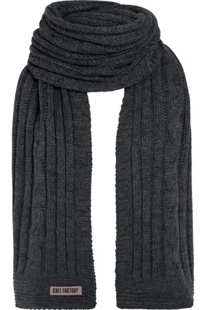Knit Factory Elin Gebreide Sjaal Dames & Heren - Warme Wintersjaal - Grof gebreid - Langwerpige sjaal - Wollen sjaal - XXL sjaal - Heren sjaal - Dames sjaal - Unisex - - Donkergrijs - 200x50 cm