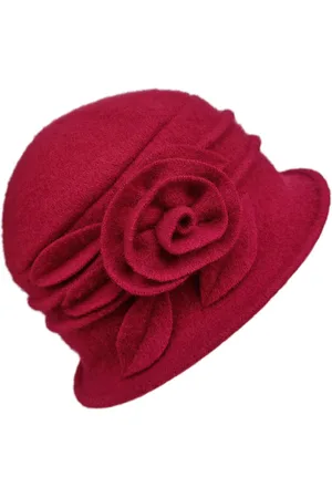 Merkloos Warme wintermutsen voor dames - retro wollen mutsen - winter wollen mutsen voor dames met bloemendecoraties - elegante hoeden van topkwaliteit