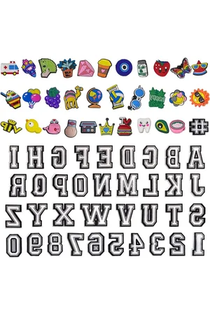 Merkloos Schoenbedels - Cijfers en letters - Cartoon schoenen - Aansteker decoratie - Kawaii decoratie - Clog decoratie - Armbandbedels - Kunststof - Voor kinderen en volwassenen