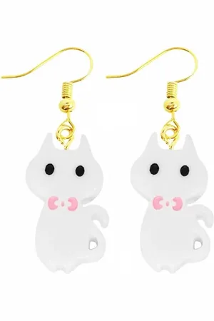 Akyol Katten oorbellen- Zwartwit - Katten oorhangers -Cadeau - sieraad - Cat - dieren oorbellen - dieren - Poes - Sieraad - oorbel - oorhangers boerderij – cadeau-carnaval - gift