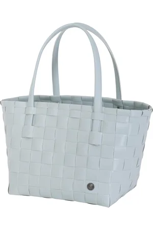 Handed By Duurzame handgevlochten boodschappentas met luxe zachte hengsels - Shopper - Weekendtas - Strandtas - Sporttas - Color Match - lichtgrijs - cloudy grey