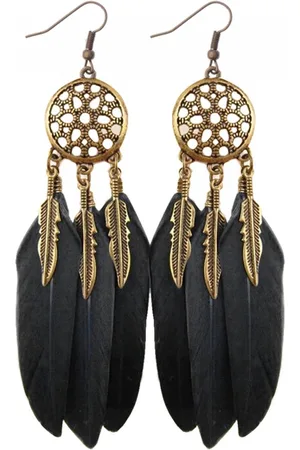 Fako Bijoux® Oorbellen - Veren - Dromenvanger - Rond