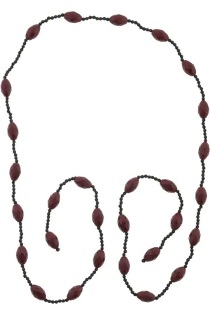 Behave Ketting - lange ketting - knoop ketting- kralenketting - dames - zwart - - 130 cm