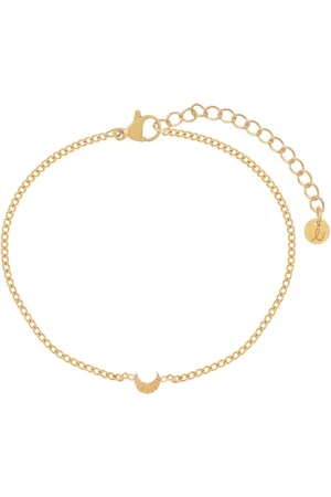 essentialistics Armband gevlamd maantje - Volwassenen - Goudkleur - Stainless steel (verkleurt niet) - Verlengkettinkje