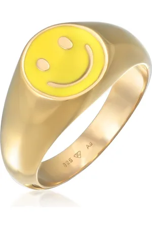 Kuzzoi Heren Ring Heren Zegel met lachend Gezicht en zwart Emaille in 925 Sterling Zilver