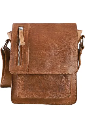 Landley Leren Schoudertasje met sluitflap - Dames en Heren - Antique Vintage Pull-up Leer
