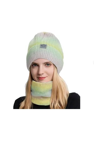 Merkloos Muts - - Sjaalset - Dames - Heren - Unisex - Wintermuts - Nekwarmer - Gebreide muts - Sjaalset - Klimmen - Wandelen - Fietsen - Skiën - Warme wintersjaal met fleecevoering - Outdoor - muts Sjaal - Cadeauset