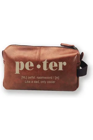 Quadra Cadeau voor peter - Toilettas - Lederen tas - Peter vragen - Geschenk