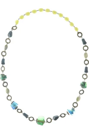 Behave Lange ketting groen blauwe kralen 80 cm