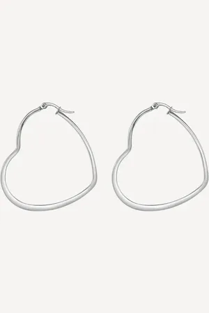 Margot Bardot Valentina Heart Hoop Oorbellen Silver 25Mm