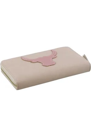 DIelay Licht roze portemonnee met een roze stierenkop op de voorkant.