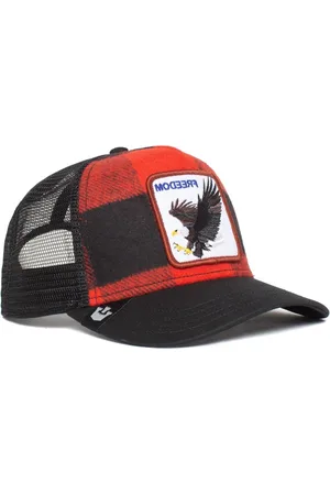 Merkloos Ski Free Eagle Black Red Adjustable Trucker Cap - One-Size.
