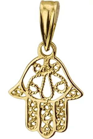 Jonline Schitterende 14 Karaat Gouden Halsketting met Hanger Hand van Fatima