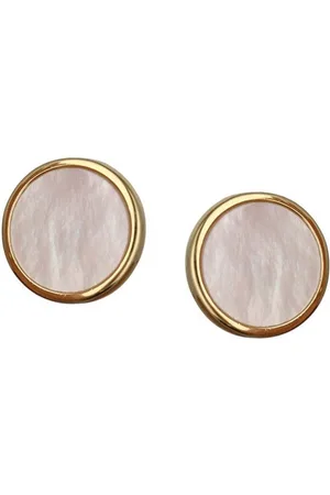 Zilver Goudkleurig Oorbellen met Parelmoer - Oorbellen Dames goudkleurig - Goudkleurig Oorstekers echt - Verguld Oorstekers - Mother of Pearl Stud Earrings - Amona Jewelry