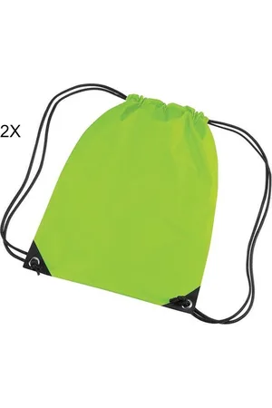 Merkloos Scoby - 2 x Gymtas - Sporttas voor Kinderen - Drawstring Bag - Festivals, School, en Sport - 12L - Licht Groen - One Size - 2 Stuks