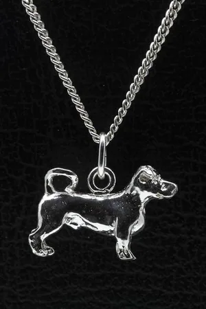 MOOYE Zilveren Jack russell terrier gladhaar met staart ketting hanger - groot