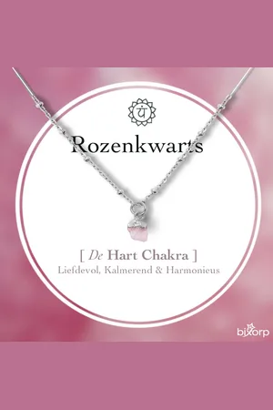 Bixorp Gems Ruwe Rozenkwarts Chakra Ketting - Zilverkleurig Roestvrij Staal - 36cm + 8cm verstelbaar