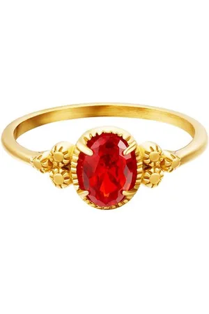 Yehwang Stainless steel ring- zircon- Orange --maat15-Moederdag cadeautje - cadeau voor haar - mama