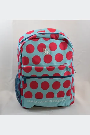 Benetton Rugzak: , blauw/pink. Afm: 45 x 33 cm, waterafstotend