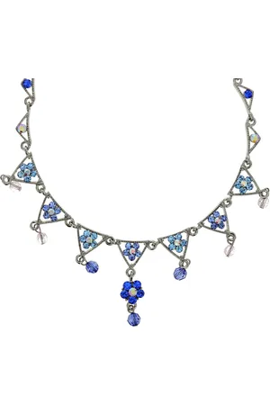 Behave Blauwe ketting met bloemen hangers